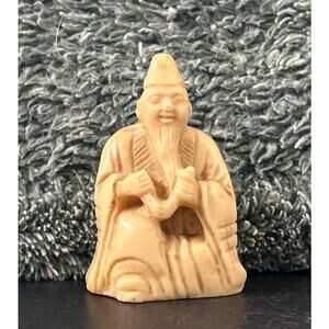 Asian Okimono Resin Hand Carved Mini Figurine Vintage